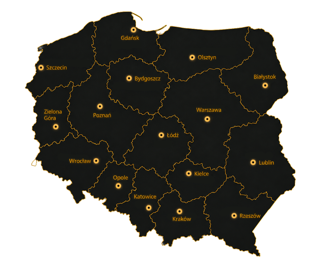 Mapa obszaru działania na terenie Polski